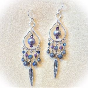 Feather chandelier earrings